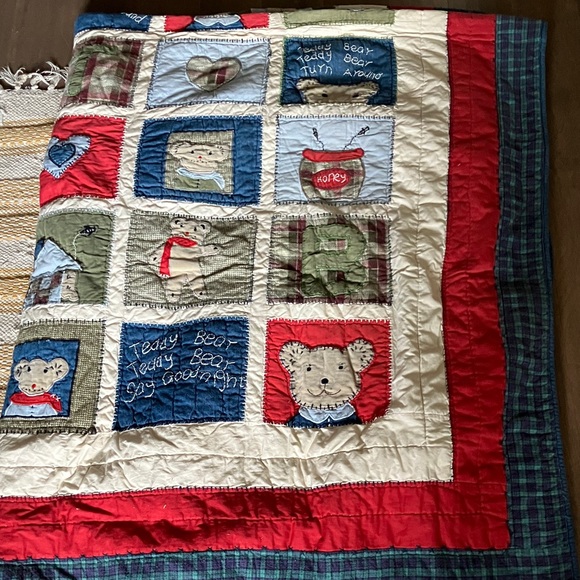 Pottery Barn Kids Other - Pottery Barn Kids Patchwork Teddy Bear Quilt twin 68x86 100% cotton cover & fill